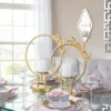 Inspire Me! Home Decor Golden Circle Leaf Design Hurricane Candle Holder (2 Sizes) " From Pops Of Color Home Collection"