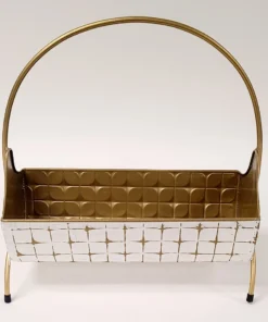 Inspire Me! Home Decor Indoor/Outdoor Gold And White Planters (2 Sizes)