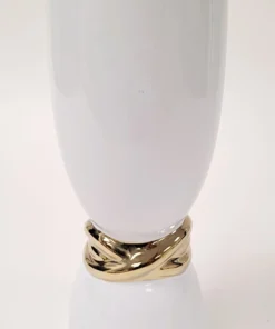 Inspire Me! Home Decor White Ceramic Vase With Elegant Gold Details (2 Sizes)