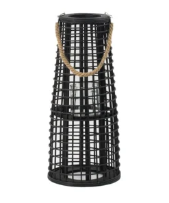 Inspire Me! Home Decor Indoor/Outdoor Rattan Black Tapered Lantern (2 Sizes)