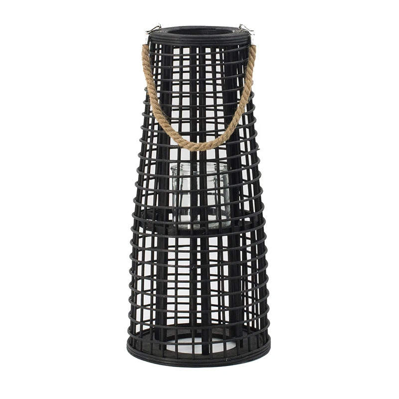 Inspire Me! Home Decor Indoor/Outdoor Rattan Black Tapered Lantern (2 Sizes)