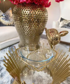 Inspire Me! Home Decor Round Glass Serveware With Metal Base And Handles (2 Colors) KITCHEN