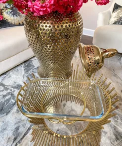 Inspire Me! Home Decor Rectangle Glass Serveware With Metal Base And Handles (2 Colors)