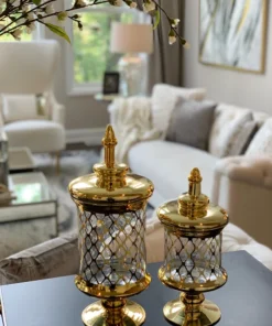 Inspire Me! Home Decor Gold Lattice Printed Jar