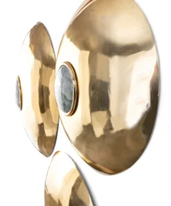 Inspire Me! Home Decor Gold Disk W/ Grey Natural Stone Wall Decor, Set Of 3 WALL ART & MIRRORS