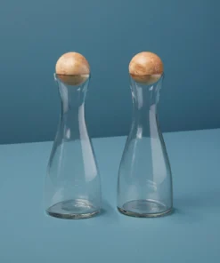 Inspire Me! Home Decor Glass Oil And Vinegar Dispensers With Wooden Stoppers (Set Of 2) KITCHEN