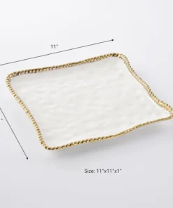 Inspire Me! Home Decor Gold And White Beaded Square Platter
