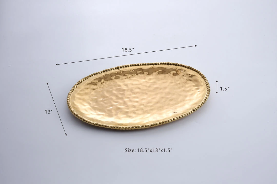 Inspire Me! Home Decor Gold Oval Beaded Platter
