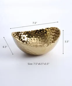 Inspire Me! Home Decor Gold Oval Hammered Porcelain Bowl