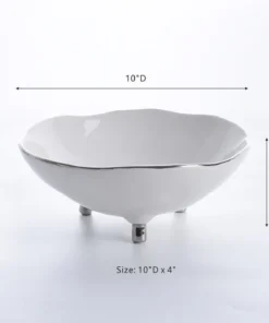 Inspire Me! Home Decor Silver And White Footed Bowl