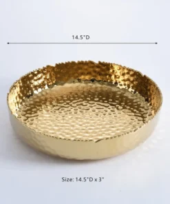 Inspire Me! Home Decor X-Large Textured Gold Shallow Bowl