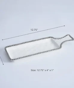 Inspire Me! Home Decor Short Silver And White Beaded Tray