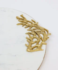 Inspire Me! Home Decor Round Marble Tray With Gold Edge And Metal Details