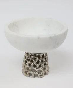 Inspire Me! Home Decor Marble Bowl With Intricate Detailed Metal Base (2 Colors)