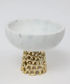 Inspire Me! Home Decor Marble Bowl With Intricate Detailed Metal Base (2 Colors)