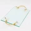 Inspire Me! Home Decor Large Rectangular Glass Tray With White Jeweled Flower Details