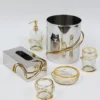 Inspire Me! Home Decor Silver & Gold Bathroom Set With Gold Vine Detail (5 Piece)