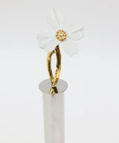 Inspire Me! Home Decor Gold Paper Towel Holder With White Jeweled Flower Details