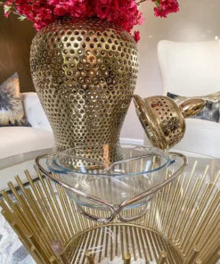 Inspire Me! Home Decor Round Glass Serveware With Metal Base And Handles (2 Colors) KITCHEN