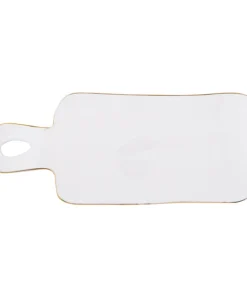 Inspire Me! Home Decor White Ceramic Rectangle Tray W/ Gold Trim KITCHEN