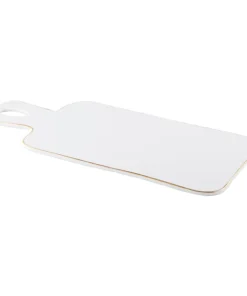 Inspire Me! Home Decor White Ceramic Rectangle Tray W/ Gold Trim KITCHEN