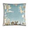 Cloud9d PILLOWS, RUGS, & THROWS Asra - Teal Velvet Pillow W/ Shiny Gold Foil Print - 20" X 20"