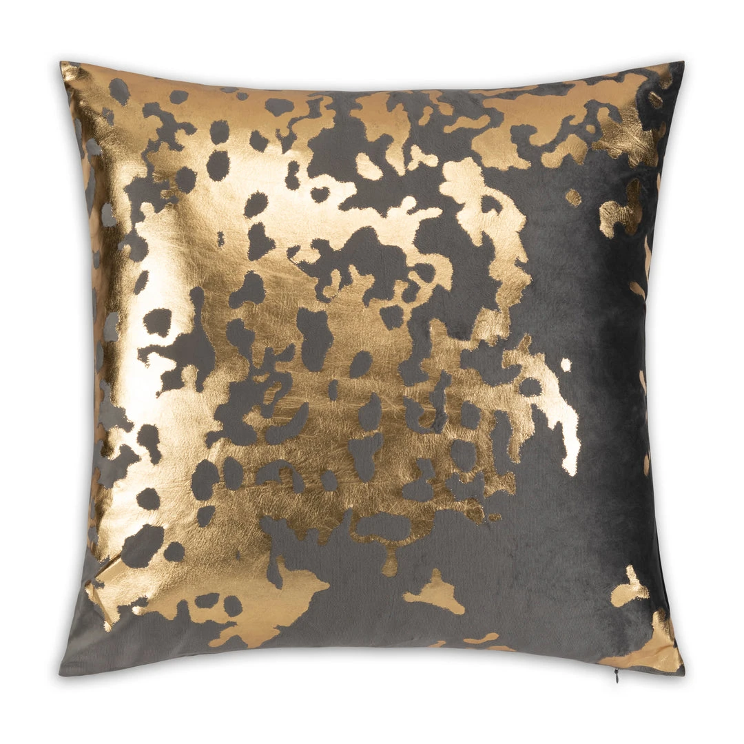 Cloud9d Elise Charcoal Gold Pillow - 20" X 20" PILLOWS, RUGS, & THROWS