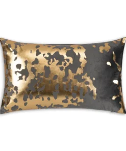 Cloud9d Elise Charcoal Gold Pillow - 14" X 20" PILLOWS, RUGS, & THROWS