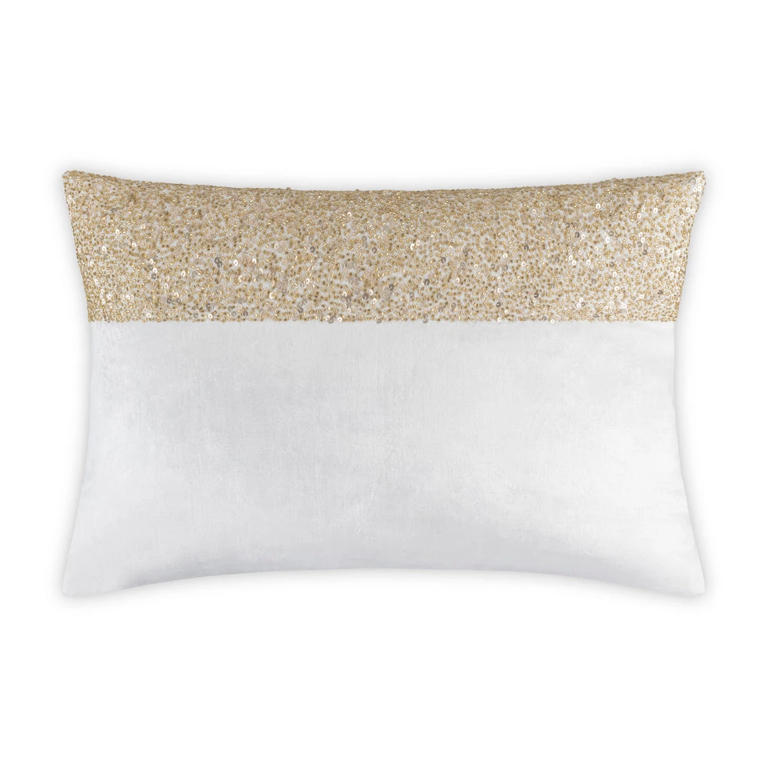 Cloud9d Lena - Ivory Velvet Pillow 5" Top Beaded In Gold Beadwork - 20" X 14"