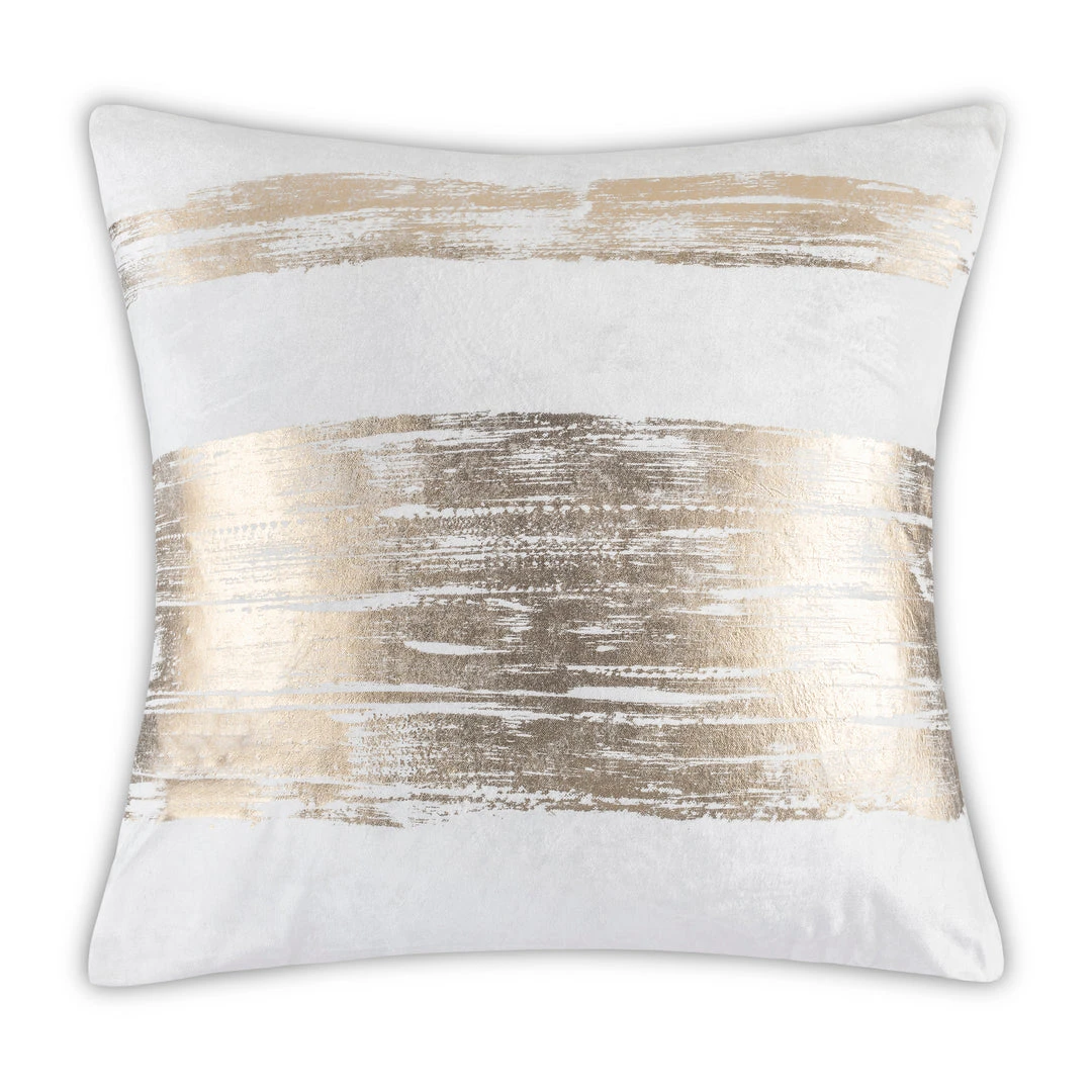 Cloud9d PILLOWS, RUGS, & THROWS Leyla - Ivory Velvet Pillow W/ Hand Painted Gold Brushstrokes - 20" X 20"