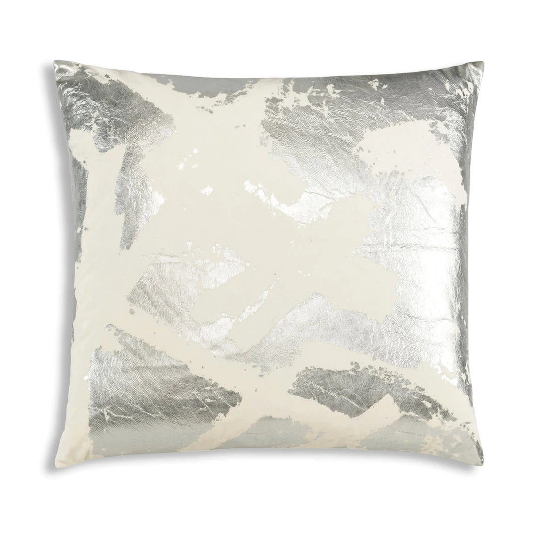 Cloud9d Zara - Ivory Velvet Pillow W/ Abstract Silver Foil - 22" X 22" PILLOWS, RUGS, & THROWS