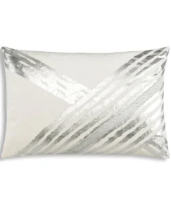 Cloud9d PILLOWS, RUGS, & THROWS Zara - Ivory Velvet Pillow W/ Abstract Silver Foil And Embroidery - 20