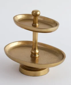 Inspire Me! Home Decor Mini Gold Two Tier Metal Cake Stand