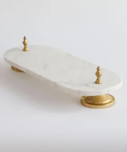 Inspire Me! Home Decor Marble Pedestal Tray W/ Gold Legs