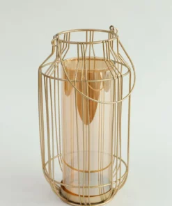 Inspire Me! Home Decor Gold Lantern W/ Amber Glass