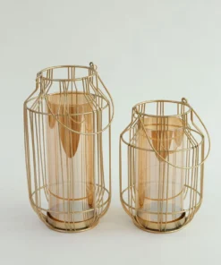 Inspire Me! Home Decor Gold Lantern W/ Amber Glass