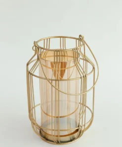 Inspire Me! Home Decor Gold Lantern W/ Amber Glass