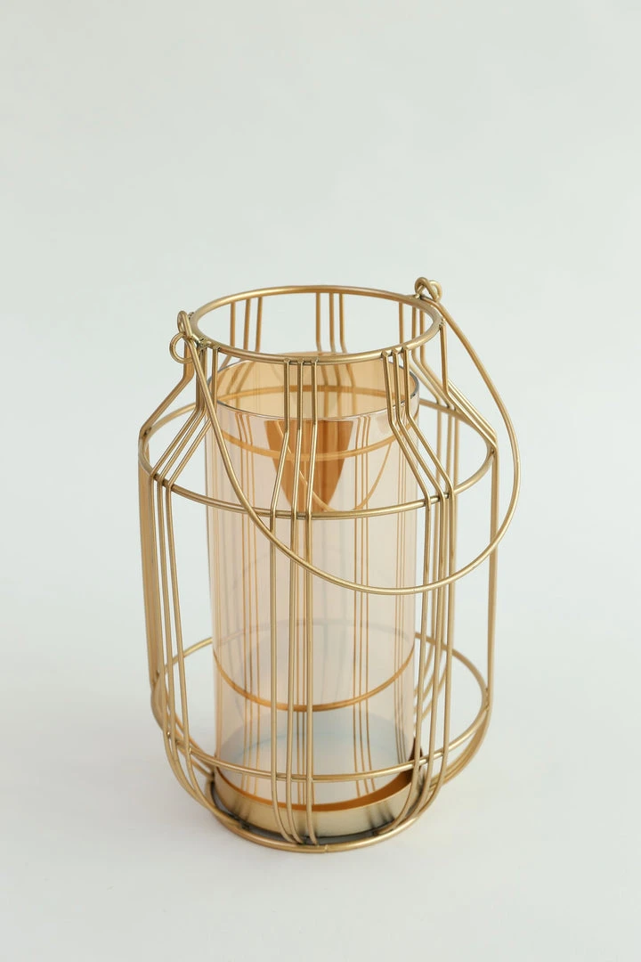 Inspire Me! Home Decor Gold Lantern W/ Amber Glass