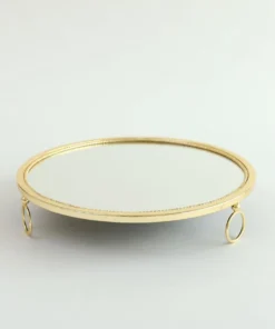 Inspire Me! Home Decor Gold Circle Mirror Tray W/ Circle Feet