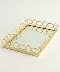 Inspire Me! Home Decor Gold Oval Trim Mirror Glass Tray