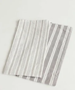 Inspire Me! Home Decor Grey And White Striped Kitchen Towel Set Of 2