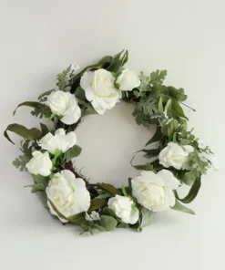 Inspire Me! Home Decor White Rose And Eucalyptus Wreath