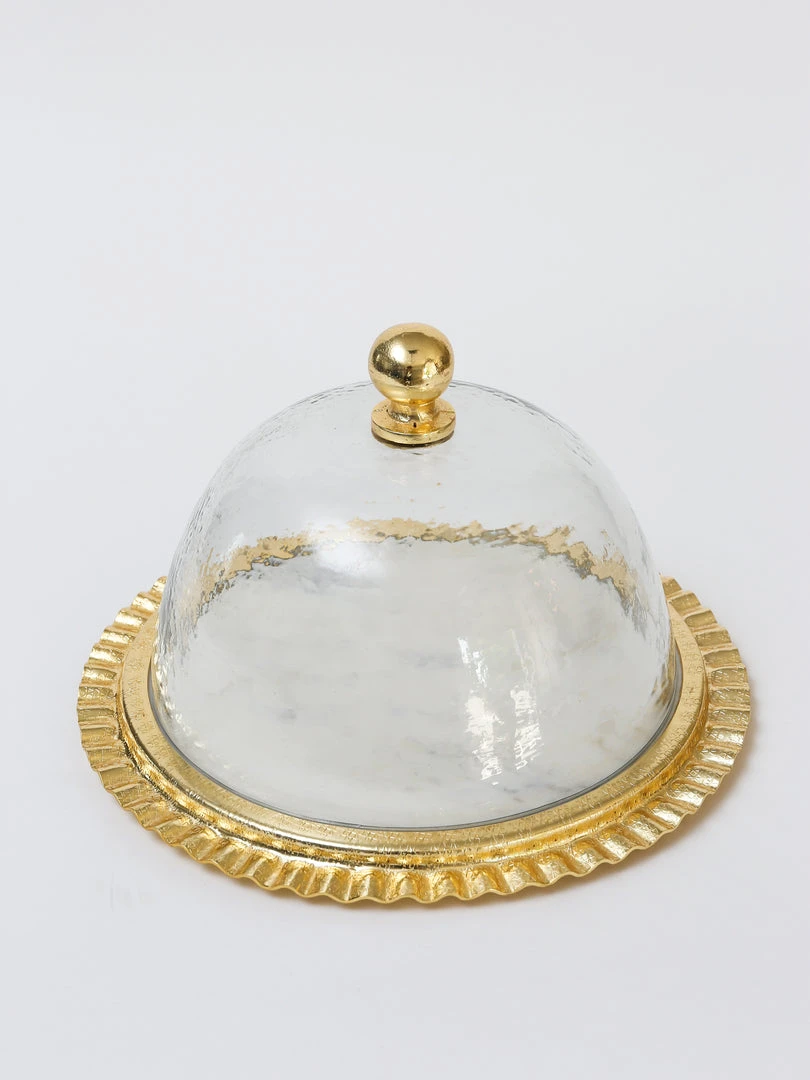 Inspire Me! Home Decor Gold Cake Dome With Ripple Edge (2 Colors)