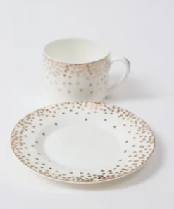 Inspire Me! Home Decor Bone China Gold & White Dotted Cup & Saucer
