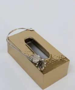 Inspire Me! Home Decor Gold & Silver Metal Tissue Box Cover With Floral Detail
