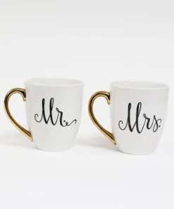 Inspire Me! Home Decor Mr. & Mrs. Mug Set (Set Of 2) Gold