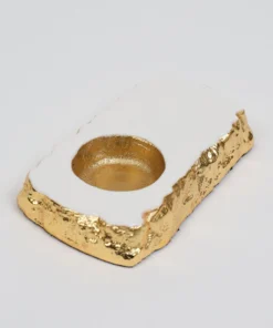 Inspire Me! Home Decor Gold And White Enameled Metal Tea Spoon Rest