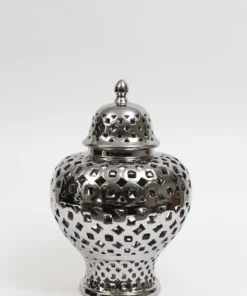Inspire Me! Home Decor Silver Pierced Patterned Ginger Jar Pierced (2 Sizes)