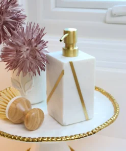 Inspire Me! Home Decor Marble Soap Dispenser With Gold Line Detail