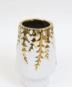 Inspire Me! Home Decor White Ceramic Vase With Gold Vine Design (3 Sizes)
